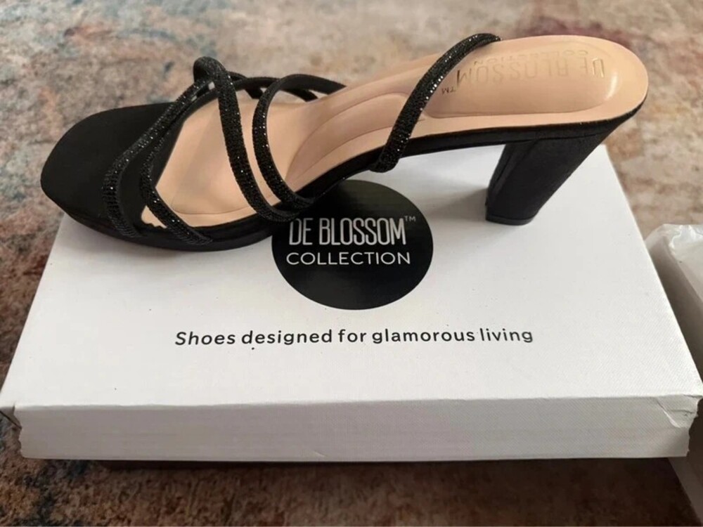 De Blossom Collection Black Strappy Heels – Special Occasion